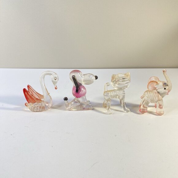 Vintage Hong Kong Lucite Animal Figurine Set of 4 – Cat, Dog, Swan, Elephant - Picture 4 of 15